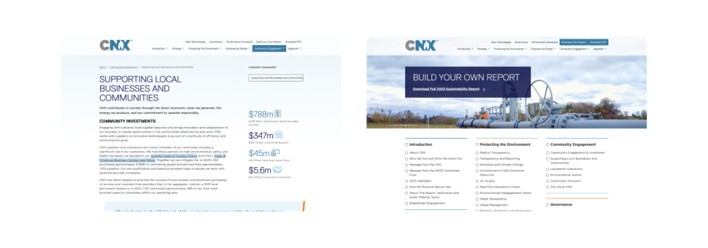 CNX Sustainability Report Website